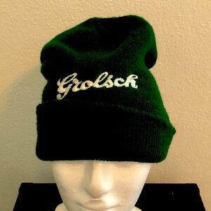 GROLSCH Beer Green Long Cuffed Beanie Cap VTG